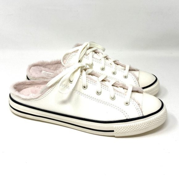 💖MEGA SALE💖Converse Womens 569547C CTAS DAINTY Mule Slip Egret Faux Fur Sand - Picture 3 of 10